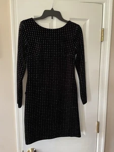 EXPRESS Dress Mini Velour Velvet Glitter Rhinestone Size Medium - Picture 1 of 11