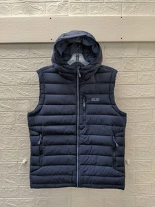 New Stio Men's Hometown Down Hooded Vest Mountain Shadow Sz M - Picture 1 of 13