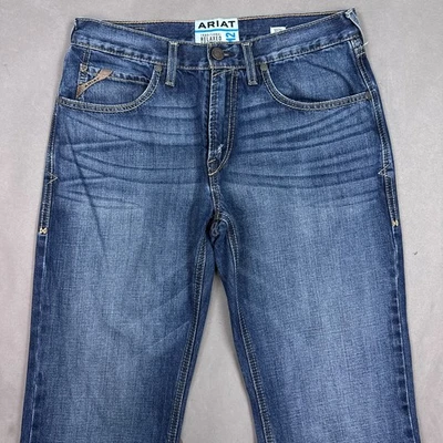 Pantalones de mezclilla Ariat para hombre 34x36 azul M2 corte boot Marty Prescott cremallera rota (etiqueta 32x36) Foto 1 de 4