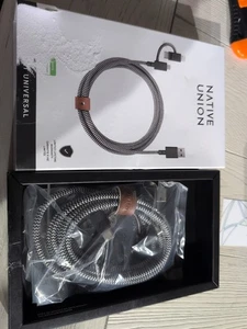 Native Union Belt Cable 6.5' USB-C/Lightning/Micro to USB “MFi-Certified” Zebra - Picture 1 of 1