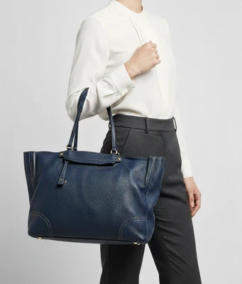 Furla Blue Leather Tote Shoulder Bag Large Shopper Work Everyday Handbag - Image 1 of 4