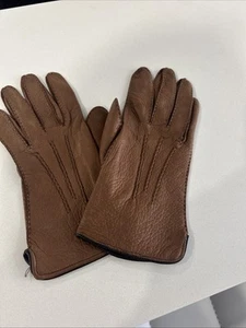 Soft brown vintage retro women's lined leather gloves - Picture 1 of 4