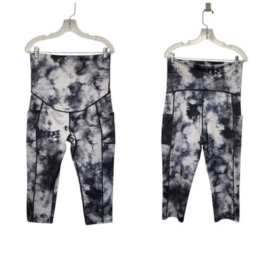 Tek Gear Mujer Maternidad Negro/Gris Tie Dye Grande Capri Leggings Talla Grande Foto 1 de 4
