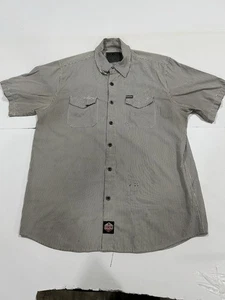 Dixxon Workforce Men's Size XL Black Brown Striped Short Sleeve Shirt - Picture 1 of 7