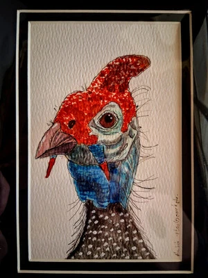 Original Watercolor,  signed painting Guinea, by Herbie Hasbrouck Jr - Image 1 of 3