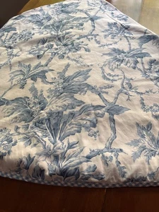 Vintage Martha Stewart Blue & White 70" Round Tablecloth Gingham Border Tagged - Picture 1 of 3