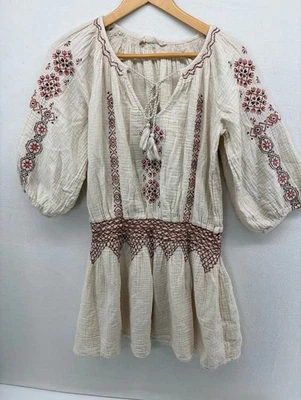 Vestido túnica campesina boho bordado Lucky Brand para mujer talla XS Foto 1 de 4