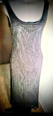 Vintage Mica Black Lace Party Dress Open Back Size 10 - Image 1 of 4