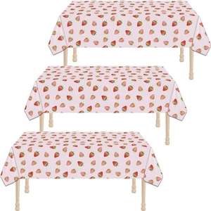 3 Stück Tischdecke Abdeckung Rechteckig Erdbeere Party Geburtstag Dekoration 54x108 Zoll - Bild 1 von 7