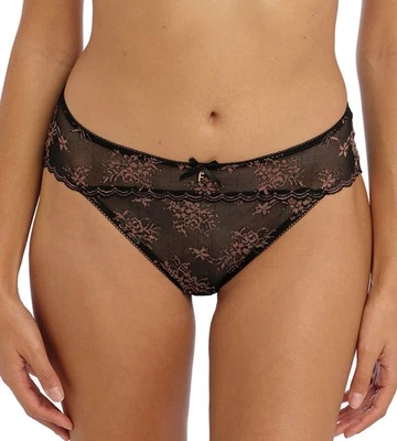 Freya Offbeat Decadence Brief Black Pink Size XL 16 18 Mid Rise Lace 402550 New - Image 1 of 4
