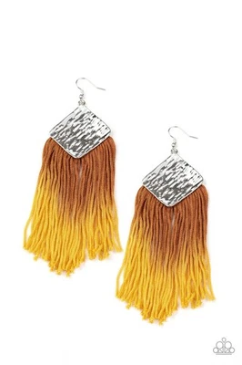 Paparazzi DIP The Scales Yellow Fringe Earrings 🔥NWT 🦄 BEAUTIFUL - Image 1 of 2
