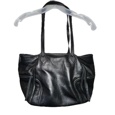 Bolso Hobo Amy Kestenberg Bolso de Hombro de Cuero Negro Forro de Leopardo Foto 1 de 4