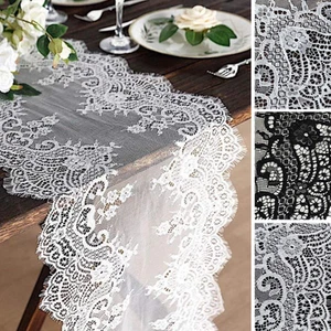 15x117" Premium Lace TABLE RUNNER Scalloped Edges Party Decorations - Picture 1 of 26