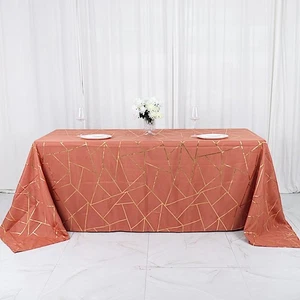 TERRACOTTA GOLD 90"x132" Geometric Pattern Polyester Rectangle TABLECLOTH Party - Picture 1 of 8
