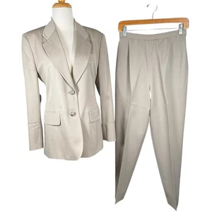 Classiques Entier 100% Reine Wolle Damen Zweiteiliger Hosenanzug - Beige Größe S - Bild 1 von 15