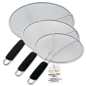 13", 11.5", 9.5" Stainless Steel Fine Mesh Splatter Screen Set, Black Handles - Picture 1 of 5