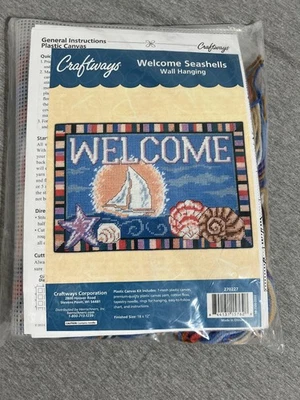 Kit colgante de pared Craftways Welcome Seashells lona de plástico 18x12 playa náutica Foto 1 de 4