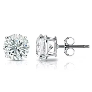 4.00 Ct D VVS2 Round Lab Grown Diamond Studs Push Back Platinum IGI Certified - Picture 1 of 7