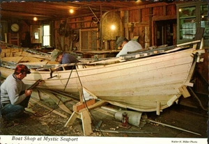 Boat Shop at Mystic Seaport 1977 Vintage 4x6 Continental Postcard Deckle edge - Picture 1 of 2