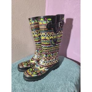 Sakroots Peace Paisley bunte Boho Tribal Muster hohe Regenstiefel Damen 8 - Bild 1 von 8