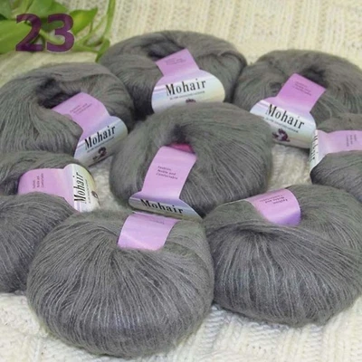 Sale New 8BallsX25g Luxury Soft Mohair Warm Wrap Shawl Hand Knit Crochet Yarn 23 - Image 1 of 4
