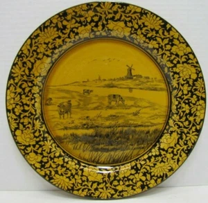 Piatto antico scena paesaggio COWS FIELD FARM DOULTON BURSLEM NORFOLK ENGLAND - Foto 1 di 12