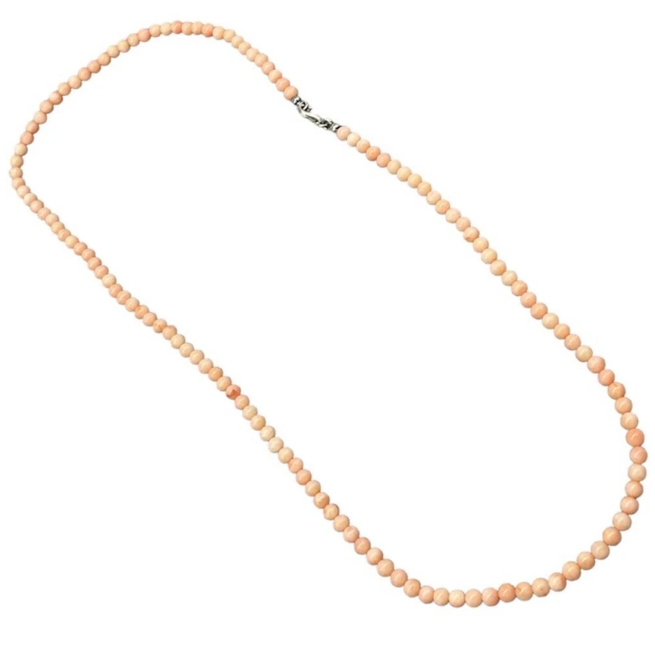 Collana donna argento 925 girocollo perle naturali rosa color corallo+Box Regalo - Immagine 1 di 4