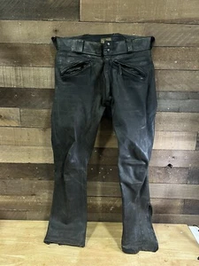 Vintage 1950’s Langlitz Leather Black Leather Motorcycle Pants Chaps Sz 34 X 30 - Bild 1 von 19