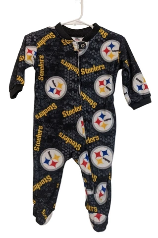 Team Apparel NFL Pittsburgh Steelers Size 0-3Months Fleece Footed Pajama Sleeper Cover