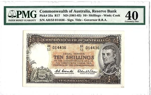AUSTRALIA $10 TEN SHILLINGS BANKNOTE (1961-1965) - Picture 1 of 2