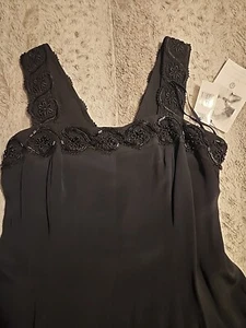 Jessica McClintock Dress Sequins Womens Size 10 Black Cocktail Party Layered - Picture 1 of 14