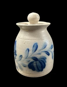 Salmon Falls Pottery Crock Honey Jar Pot Salt Glaze Floral 1994 - 5" Vintage - Picture 1 of 11