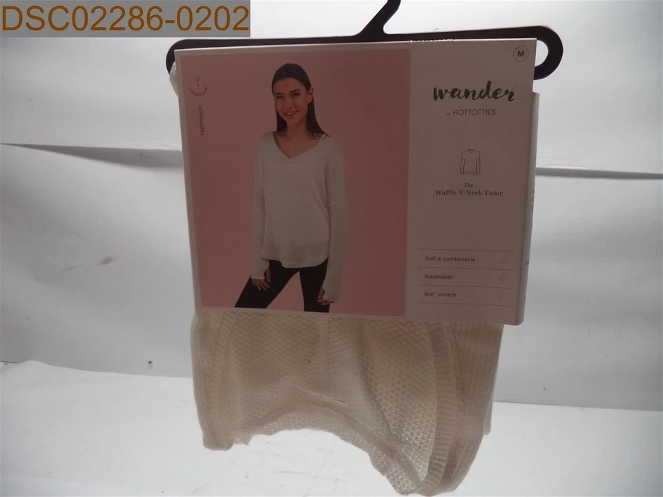 HOTTOTTIES Medium Tunic V Neck Waffle Ivory by Wander Comfort Stretch Light