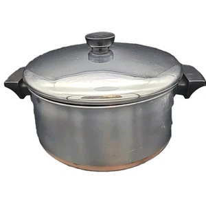 Revere Ware 4 1/2 4.5 Qt Copper Bottom Stock Pot + Lid Rome NY - Picture 1 of 12
