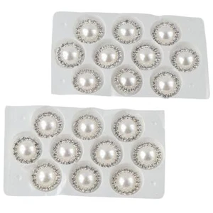 20Pcs 18MM Faux Pearl Pearl Buttons Rhinestones Embellishments Jewelry Making - Picture 1 of 11