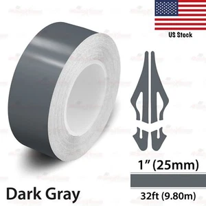 1" Vinyl Pinstriping Pin Stripe Car Styling Tape Decal Sticker 25mm DARK GRAY - Picture 1 of 14