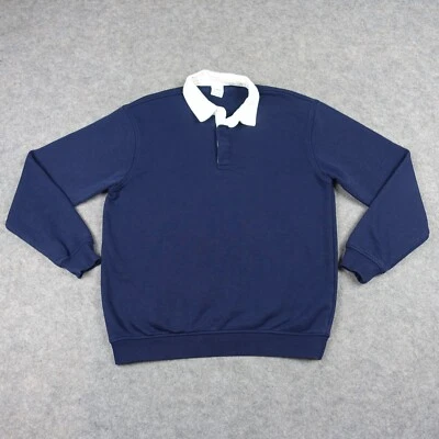 Zara Sweatshirt Womens Small Blue Navy Oversized Collar Shirt Long Sleeve Preppy - Image 1 of 4