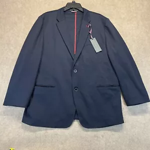 Tommy Hilfiger Gene Knit Blazer Jacket Men's 46 Reg Navy Two Button Poly-Rayon - Picture 1 of 14