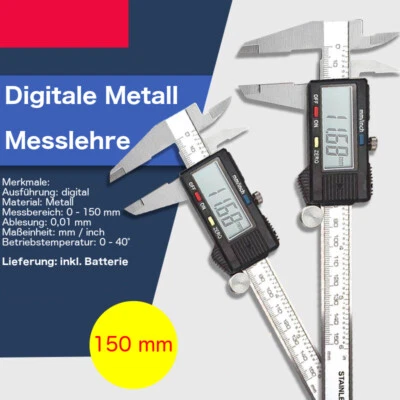 JJ-SHOP24 Digitaler Messschieber Schieblehre Messlehre 0-150mm LCD Display Digital Metall