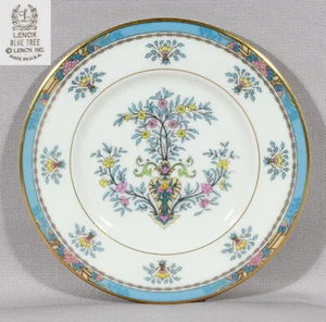 Lenox Blue Tree Bread Plate Floral Design Gold Trim 6 1/2" - Picture 1 of 5