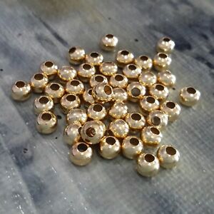 304 Stainless Steel, 4 x 3.5mm Round Spacers, Golden, 50 pieces, Free postage 