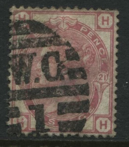 1881 3d rose Plate 21 HH struck by a bold London numeral WC1 (41) - Picture 1 of 1