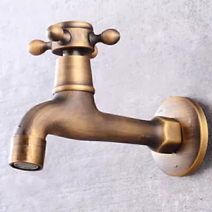 UK 1/2 "Gartenbrunnen Wall Montage Antique Brass Faucet Kitchen Bathroom - Picture 1 of 4