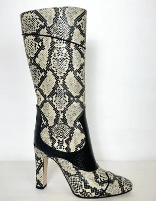 Новый Gucci женщин бежевый черный питон кожи икры каблука ботинки 37/США 7 699416 9777 - Изображение 1 из 4