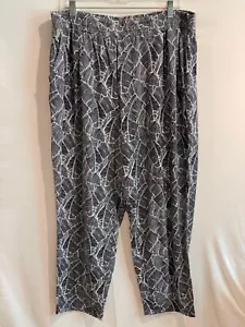 Ellos Black White Palm Leaf All Over Print Lounge Pants Plus Size 1X Pockets - Picture 1 of 3