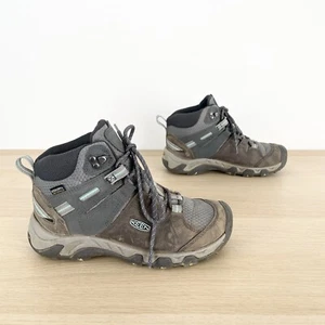 Keen Hiking Boots Womens US 6 UK 3.5 EU 36 Brown Grey Leather Mid Top Waterproof - Picture 1 of 14