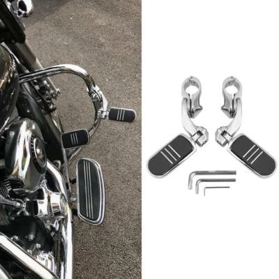 Chrome Highway Foot Pegs 1.25" Mount Clamps For Harley Heritage Softail Classic Foto 1 de 4