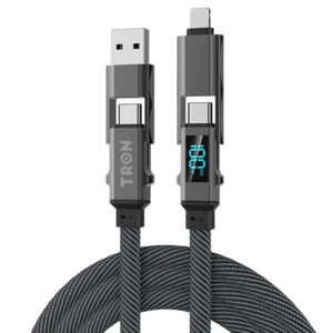 TRON 4 in 1 Digital Display Braided Charging Cable 100W | 5FT - Picture 1 of 10