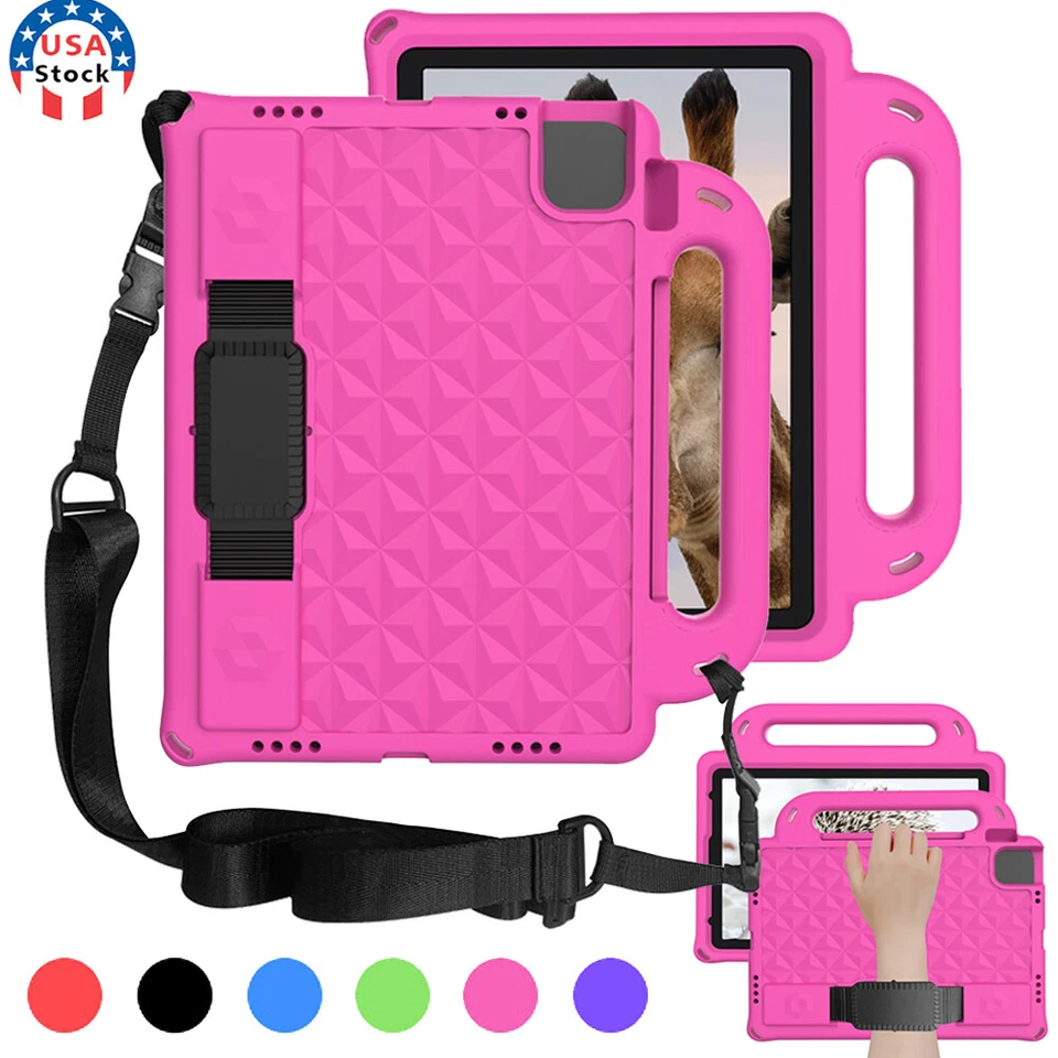 Kids Friendly Shoulder Strap Case For iPad 5/6th 7th 8th 9th Gen Mini Shockproof - Image 1 of 4