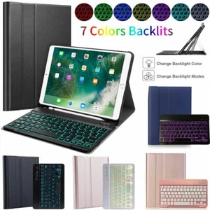 Smart Wireless Backlit Leather Keyboard Folio Case Cover For iPad Air 1 2 3 4 5 - Picture 1 of 24
